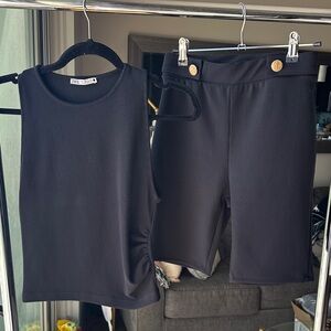 Zara Black Set with Gold Button Detail